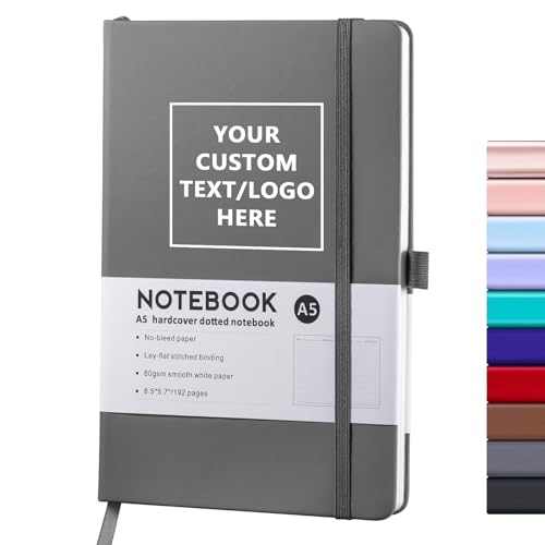 Vebermo Personalisiertes Notizbuch – Logo/Text/Bild können eingraviert werden, anpassbares A5-Tagebuch, Tagebuch zum Schreiben, 192 linierte Seiten, 21,6 x 14,5 cm,grau Vebermo Personalisiertes Notizbuch – Logo/Text/Bild können eingraviert werden, anpassbares A5-Tagebuch, Tagebuch zum Schreiben, 192 linierte Seiten, 21,6 x 14,5 cm,grau von Vebermo
