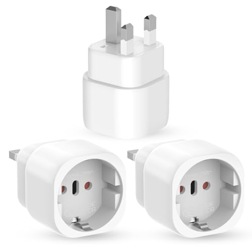 3 Stück Reiseadapter UK, EU auf UK Adapterstecker, Adapter England Deutschland Stecker,2-polig EU Reisestecker auf 3-polige UK-Steckdose Travel Plug für England, Schottland, Irland, Maldives 3 Stück Reiseadapter UK, EU auf UK Adapterstecker, Adapter England Deutschland Stecker,2-polig EU Reisestecker auf 3-polige UK-Steckdose Travel Plug für England, Schottland, Irland, Maldives von Vecbmn