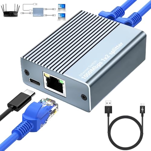 LAN Splitter 1 auf 2 1000Mbps Ethernet Splitter LAN Switch 2 Port LAN Verteiler 1 auf 2 Mit Typ C Netzkabel Gigabit Switch für Computer, Hub, Switch, Router, Set-Top Box, Digital TV, et LAN Splitter 1 auf 2 1000Mbps Ethernet Splitter LAN Switch 2 Port LAN Verteiler 1 auf 2 Mit Typ C Netzkabel Gigabit Switch für Computer, Hub, Switch, Router, Set-Top Box, Digital TV, et von Vecbmn