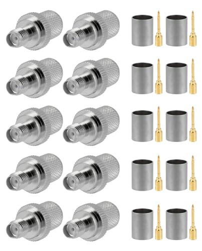 Vecys 10PCS RP SMA Steckverbinder RP SMA Weiblich mit Männlichem Pin Crimp Stecker für RG8 LMR400 RG213 RF-Koaxialkabel von Vecys