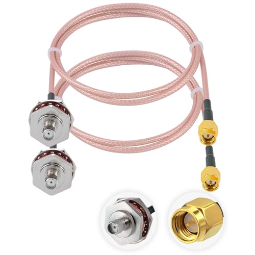 Vecys 2PCS SMA-Kabel SMA-Stecker auf Buchse Wasserdichte Box M16 24" /60CM RG316 HF-Koaxialkabel mit Geringem Verlust für Router-Antennen-Signalverstärker-Wireless-Adapter von Vecys
