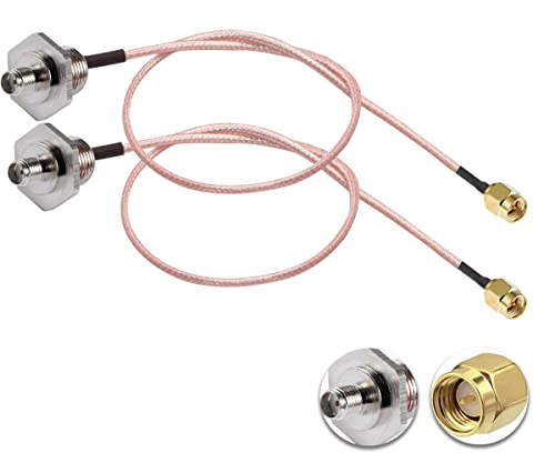 Vecys 2PCS SMA-Kabel SMA-Stecker auf SMA-Buchse Wasserdichte Box M12 12" /30CM RG316 HF-Koaxialkabel mit Geringem Verlust für Router-Antennen-Signalverstärker-Wireless-Adapter von Vecys