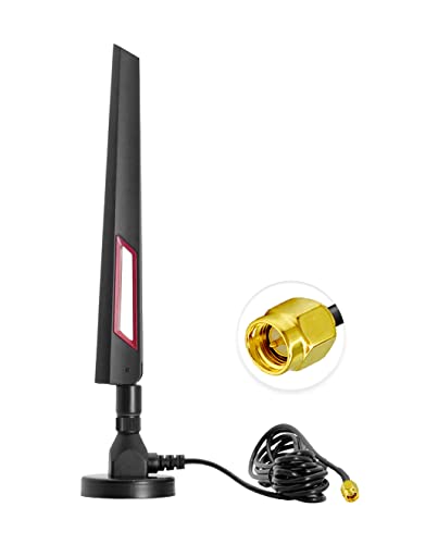 Vecys 4G Antenne SMA Männlicher Stecker Omni-direktional 4G Full-Band Externer Router Klappbare Klebestift Antenne 12 dBi Hohe Verstärkung mit Magnetischem Fuß 3M RG174 Kabel von Vecys
