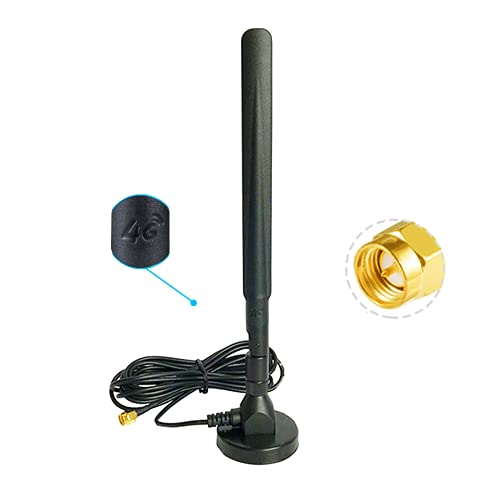 Vecys 4G LTE Antenne SMA Steckeradapter 15DBi GSM / 3G / 4G Omnidirektionale Außen-Innen 4G-Antenne 3M RG174 Kabel Magnetbasis Kompatibel mit 4G LTE Router Huawei 4G B593S-B310 B315S von Vecys