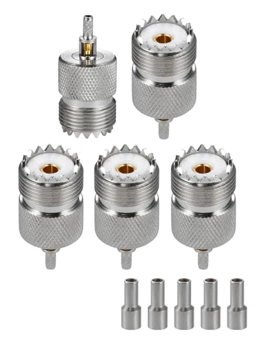 Vecys 5PCS SO-239 UHF Weibliche Steckverbinder 50 Ohm SO239 Weibliche Jack Crimp RF Koax Stecker Adapter für RG174 RG316 Low Loss Koaxialkabel Kompatibel mit Amateurfunk von Vecys