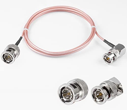 Vecys BNC-Stecker auf BNC-Stecker Rechtwinkliges Kabel 75Ohm BNC-Stecker auf Stecker Rechtwinkliges HD-SDI RG179 HF-Koaxial-Pigtail-Überbrückungs 3ft/1m für VCR-Kamera Marine CB-Radio CCTV-Monitor von Vecys