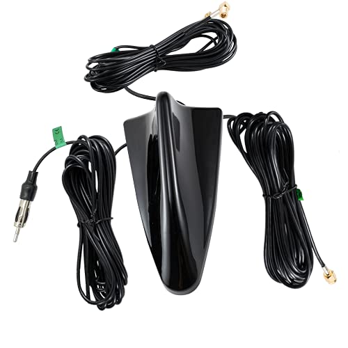 Vecys DAB DAB+ FM/AM GPS Autoantenne Haifischflosse Autoradio Antennensignalverstärker SMA zu SMB zu DIN Stecker Autodach 5 m RG174 Kabel für Fahrzeugauto Digitales FM/AM Radio GPS Navigationssystem… von Vecys