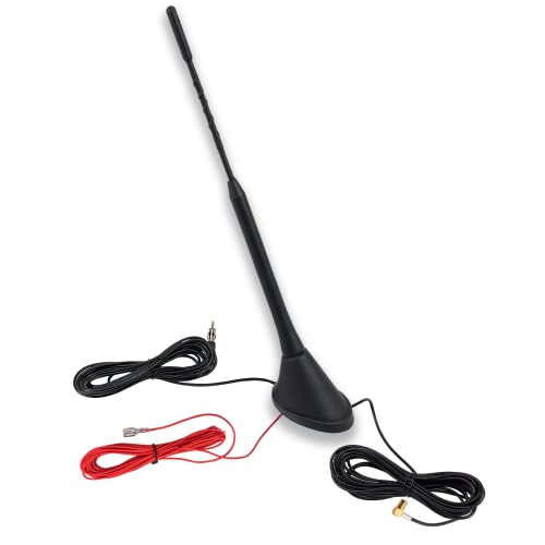 Vecys DAB DAB + Autoradio Antenne FM/AM Radioantenne Montieren Sie die Autodachantenne Verstärker SMB zu DIN Adapter RG174 5 m 16.4 ft Kabel Kompatibel mit Digital Radio Pioneer Kenwood Alpine JVC von Vecys