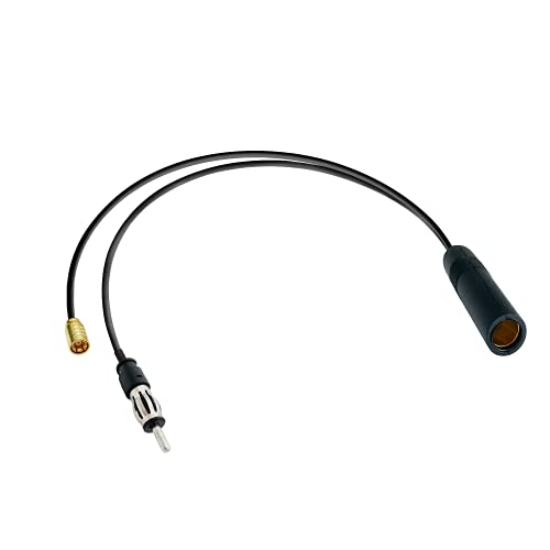Vecys DAB Splitter Adapter Autoradio Antennensplitterkabel SMB DIN Stecker an ISO Buchsenkabel RG174 15.75 Zoll 40 cm für AM/FM DAB Autoradio Antenne von Vecys