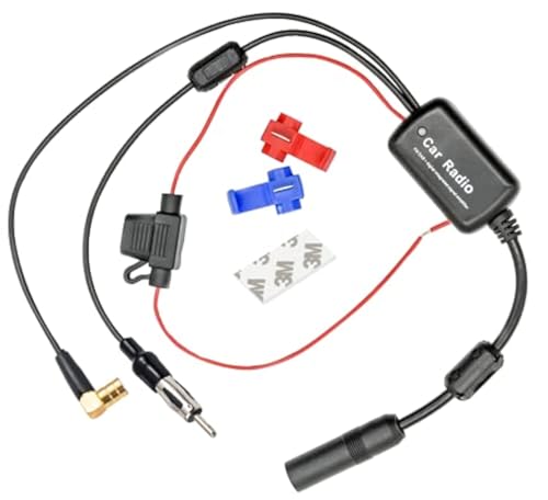 Vecys DAB Splitter FM/AM DAB + Autoantenne Signalverstärker Booster SMB Buchse auf DIN Stecker Adapter 12V Digital Radio Antennensplitter Antennenverstärker für Auto Audio Stereo DAB + Autoradio von Vecys