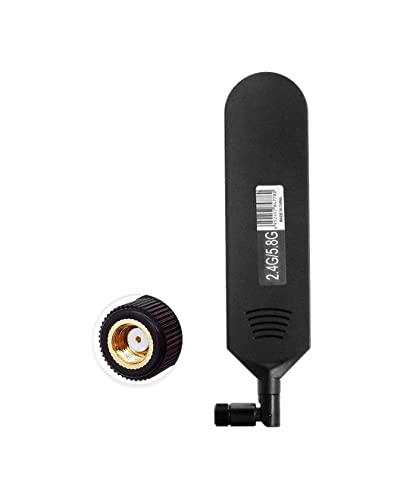 Vecys Dual Band WiFi 2.4GHz 5.8GHz Antenne 18dBi Hohe Verstärkung Omnidirektionale Klebestift Antenne RP SMA Männlicher Stecker Antenne für WiFi Router Wireless Netzwerkkarte(Schwarz,1PCS) von Vecys