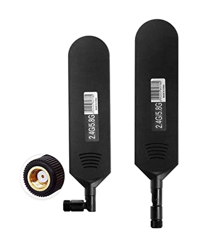 Vecys Dual Band WiFi 2.4GHz 5.8GHz Antenne 18dBi Hohe Verstärkung Omnidirektionale Klebestift Antenne RP SMA Männlicher Stecker Antenne für WiFi Router Wireless Netzwerkkarte(Schwarz,2PCS) von Vecys