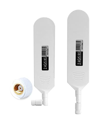 Vecys Dual Band WiFi 2.4GHz 5.8GHz Antenne 18dBi Hohe Verstärkung Omnidirektionale Klebestift Antenne RP SMA Männlicher Stecker Antenne für WiFi Router Wireless Netzwerkkarte(Weiß,2PCS) von Vecys