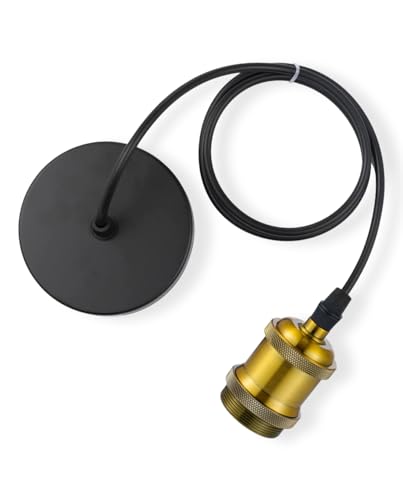 Vecys E27 Vintage Gold Bronze Metall Lampada a Sospensione,Lampenaufhängung Lampenfassen,Deckenleuchte Accessori mit 100CM Regolabile Cavo,Ideal für Deckenbeleuchtung (1 Stück) von Vecys