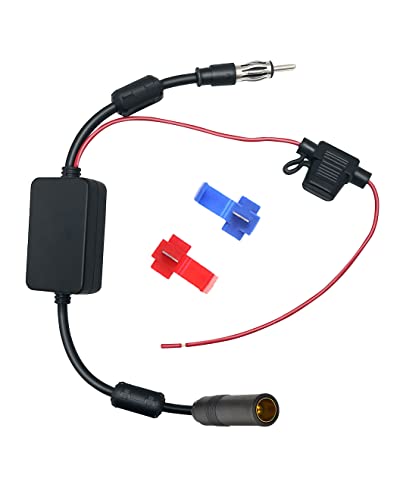 Vecys FM/AM DAB DAB+ Auto Antenne Signalverstärker Booster DIN Weiblich zu DIN Männlich Adapter 12V Digitalradio Antennensplitter Antennenverstärker mit Magnetring für Audio Stereo Digital Autoradio von Vecys