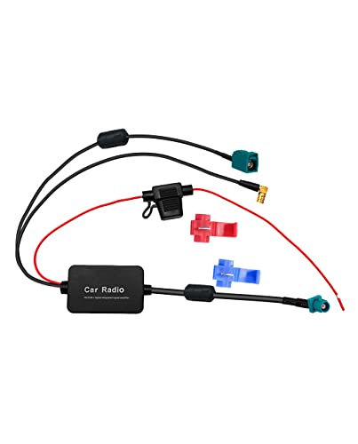 Vecys FM/AM DAB DAB+ Auto Antenne Signalverstärker Booster Fakra Z Stecker auf Fakra Z Weiblich auf SMB Weiblich Rechtwinkliger Adapter 12V Autoradio Signalverstärker von Vecys