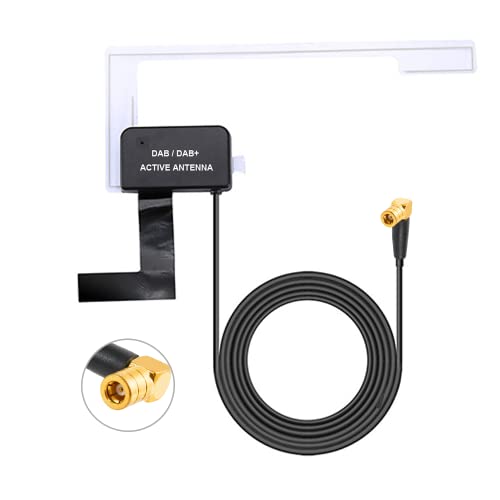 Vecys Patch Antenne Active DAB DAB + Autoradio Antenne Glasmontage SMB Adapter FM/AM Radioantenne RG174 3 m 9.8 ft Kabel kompatibel mit Digital Radio Pioneer Clarion Kenwood Alpine JVC von Vecys