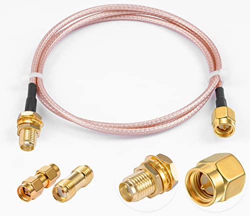 Vecys SMA-Kabel SMA Stecker auf SMA-Buchse Bulkhead RG316 20" /50CM HF-Koaxialkabel + 2 Stück SMA-Adapter-Kits für Router-Antennen-Signalverstärker-Wireless-Adapter von Vecys