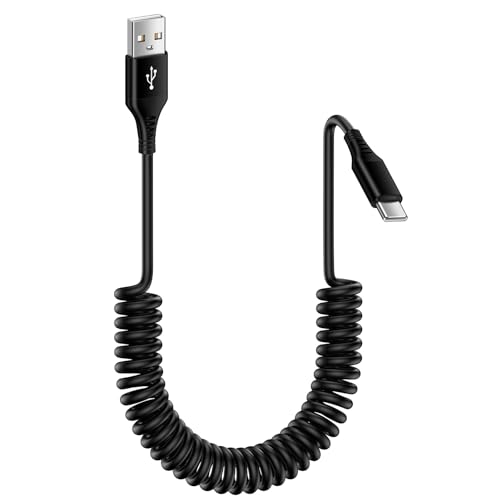 USB C Handy Kabel Spiralkabel Kurz,1.8M USB A auf USB C Kabel Schnellladekabel,Typ C Datenkabel Android Auto Ladekabel für Samsung Galaxy A54 5g A55 A15 A34 A53 A14 S24 S23 S22 S21 S20 Z flip 5,PS5 von Vedfoad