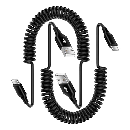 USB C Kabel Spiralkabel kurz,2 Stück 0.9M USB A auf USB C Schnellladekabel,Typ C Android Auto Ladekabel für Samsung Galaxy S23 S22 S21 S20 S10 A13 A14 A22 A32 A34 A53 A54,Huawei,Xiaomi,Google Pixel von Vedfoad
