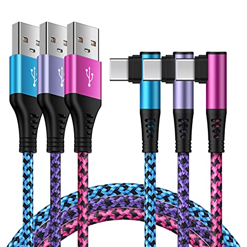 USB C Samsung Ladekabel [3 Stück] rechtwinkliges Typ C Kabel Schnellladung USB Typ C Kabel Nylon Handy Ladekabel Samsung S23 A13 A14 A52 A32 S22 S21 S20 S10 S9 Hinweis 20 /8/9/10,Huawei,Oneplus von Vedfoad