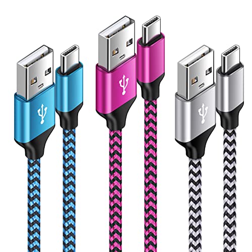 USB Typ C Kabel Schnellladekabel,3 Stück [3M+2M+1M] USB C Handy Ladekabel Fast Charge Nylon Datenkabel für Samsung Galaxy A14 5G/A55/A56/A15/A54/A53/A34/A35/S25/S24/S23/S22/S21/S10,Huawei P50,Xiaomi von Vedfoad