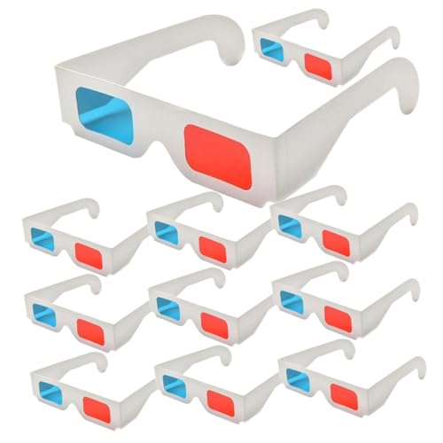 Veemoon 10 STK 3D-Brille D Papierbrille D-Brillen-Set D Anaglyphenbrille Gläser Fernsehrahmen 3D-TV-Brille 3D-Filmbrillen-Requisiten Rote und Blaue 3D-Filmbrille dreidimensional Karton von Veemoon