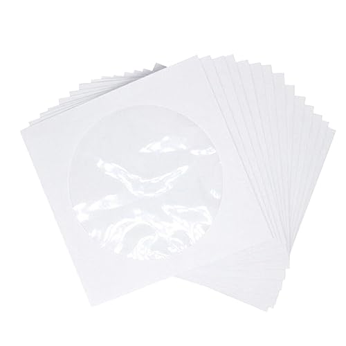 Veemoon 100 STK Papiertüte DVDs Fall Geldbörse Cd-Tragetasche Speicherhalter Organizer-Taschen DVD-Organizer-hüllen Cd-aufbewahrungstaschen Video-aufbewahrungskoffer Tragbar Weiß Umschlag von Veemoon