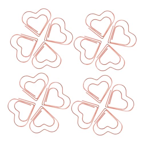 Veemoon 100 Stück Liebe Büroklammer Herzclips Büroklammer-Herz Papierklammern einwickeln Büroklammern süß Briefpapier Zeichen süße Büroklammern rosa Papierklammern Metall Roségold von Veemoon