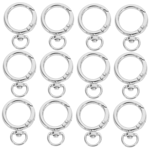 Veemoon 12Stücke Feder Clips Runde Karabinerhaken mit Drehgelenk für Schlüsselanhänger Taschen und DIY Projekte Langlebige Metallkonstruktion Silber Veemoon 12Stücke Feder Clips Runde Karabinerhaken mit Drehgelenk für Schlüsselanhänger Taschen und DIY Projekte Langlebige Metallkonstruktion Silber von Veemoon