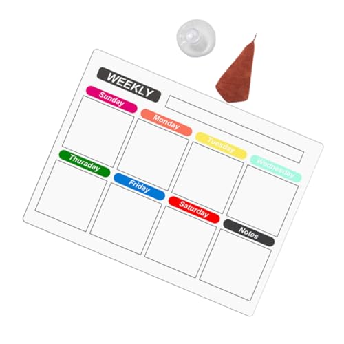 Veemoon 1Satz Magnetische Kühlschranktafel Abwischbare Wochenplanungstafel mit Magnet Saugnäpfen und Reinigungstuch für Büro Schule Praktische Planungsoption von Veemoon