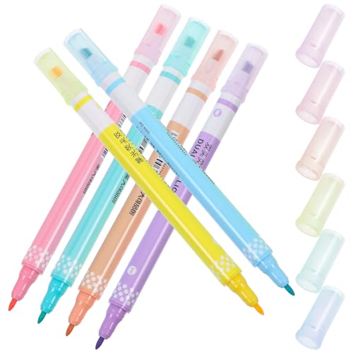 Veemoon 1Satz Textmarker mit Marker für Scrapbooking und Notizen Markieren und Zeichnen Auslaufen für Schule und Büro von Veemoon