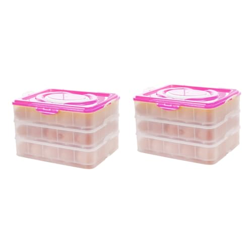 Veemoon 2 Stück 3 Eierablage aufbewahrungsbox für küche aufbewahrungsbox Lebensmittelbehälter mit Deckel zum Mitnehmen Aufbewahrung von Eiern -Gemüse-Organizer Rosa von Veemoon