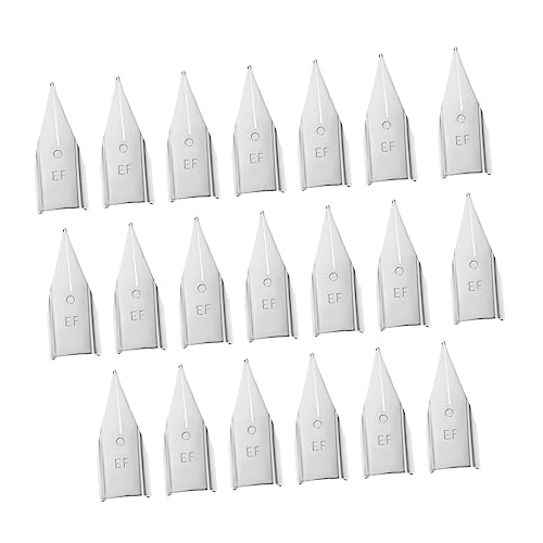 Veemoon 20 Stück Stiftersatzkopf Stifttinte Filztipps Brunnen Schreibwaren Füller Ersatz für Stiftspitzen Füllfederhalterspitzen Stift Ersatzspitzen Nibs Metall Silver von Veemoon