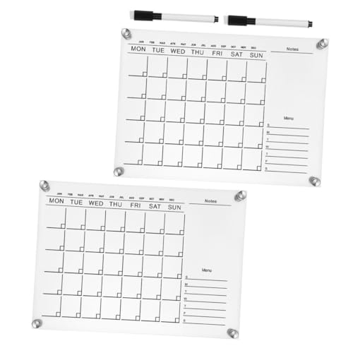 Veemoon 2Sätze Acryl Memoboard Transparente Notiztafel für Schule und Zuhause Abwischbar und Wiederverwendbar Werbenadeln und Marker für Nachrichten und Planung von Veemoon