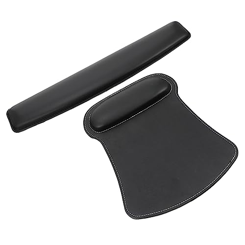 Veemoon 2Stücke Ergonomisches Mauspad Mit Handgelenkstütze Handgelenksauflage Für Bequemes Arbeiten Und Gaming Rutschfester PU Lederbezug von Veemoon