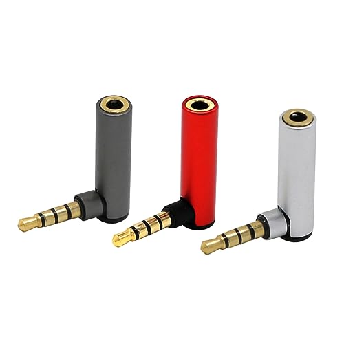 Veemoon 3Stücke Audioadapter mit Biegung zu Buchse für Kopfhörer Rot Hochwertige Audioübertragung für Stereo Mono Anwendungen Einfach von Veemoon
