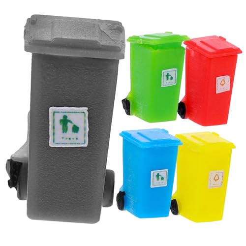 Veemoon 5 Stück Mini-Mülleimer Mini -Müll Mülleimer recyceln Mülltonne Spielzeugbehälter Müllbehälter für kinderspielzeug Modell Straßenabfallbehälter kleines Modell Abs von Veemoon