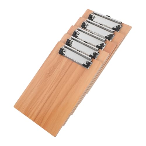 Veemoon 5 Stück Schreibbrett Holzkorn Aluminiumlegierungshügel Dateiorganisator Zwischenablage für Schulbedarf Zwischenablageordner abdecken Ziehklemmen Eisen Light Brown von Veemoon