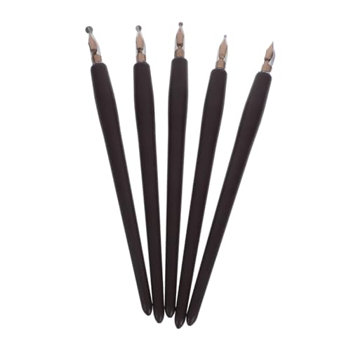Veemoon 5er Set Stift Kalligraphie-füllfederhalter Dekoration Zeichnen Handgeschnitzte Stempel Füller Füllfederhalter Zum Zeichnen Dark Brown Holz von Veemoon