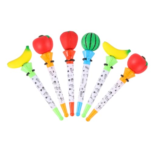 Veemoon 6 Stück Cartoon Obst Bounce Stift Student pen Elastic ballpoint pen kugelschreiber Kugelkopf ist PU-Material von Veemoon