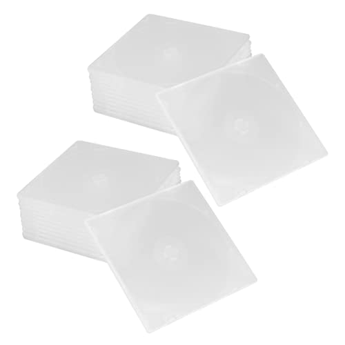 Veemoon 60 STK Single-Cover-Organizer Aufbewahrungsbehälter Schlanke Aufbewahrungstasche Einzelne Hülse Quadratisches Schmucketui DVD-hülle DVD-aufbewahrungsbox Cd Aufbewahrungskiste Weiß von Veemoon