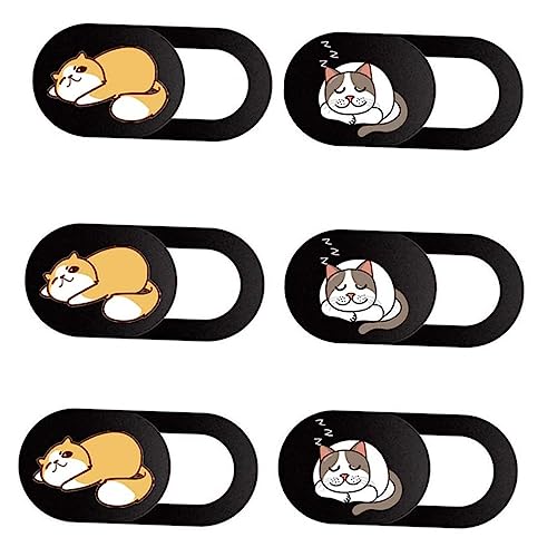 Veemoon 6-teiliges Webcam-abdeckungsset für Laptop Drehbar Laptop-zubehör Webcam-Abdeckung Katzenmuster von Veemoon