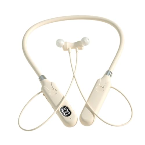 Veemoon -Kopfhörer laufende Ohrstöpsel kabellose Nackenbügel-Kopfhörer Mikrofon-Headset-Stütze Laufkopfhörer Freisprecheinrichtung Motorrad-Kopfhörer Kieselgel Beige von Veemoon