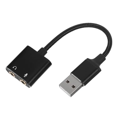 Veemoon Soundkartenkonverter Audio -Stereo -Adapter USB-Audio-Splitter Mikrofonkonverter Kopfhörer -Jack -Splitter Externe Tonschnittstelle Headset-Klinkenadapter Computerteile PVC Schwarz von Veemoon