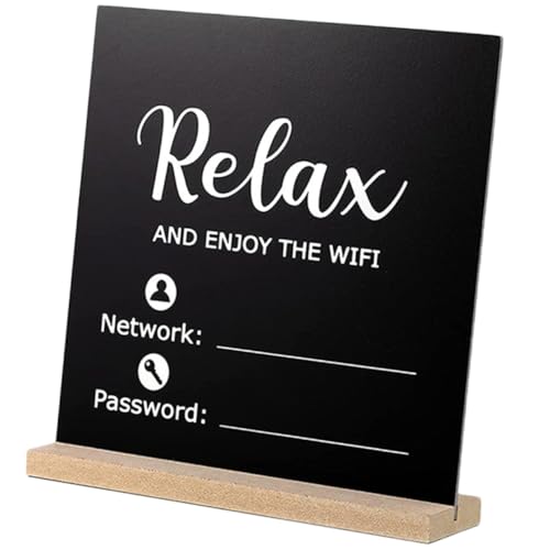 Veemoon WLAN -Passwort Holzschild für Tafel Porter Schlüssel retro W-lan Willkommen veränderbar WLAN-Tischschild Tischschild aus Holz Gast-WLAN-Passwortzeichen WLAN-Schild WLAN-Zeichen MDF von Veemoon