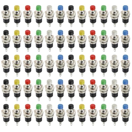 60pcs Momentan-Druckknopfschalter PBS-110 125 V/250 V 7mm Mikroschalter mit 2 Stiften für Autoelektronik, Boot, DIY-Projekte, Hornknopf, Startanwendungen von Veesper