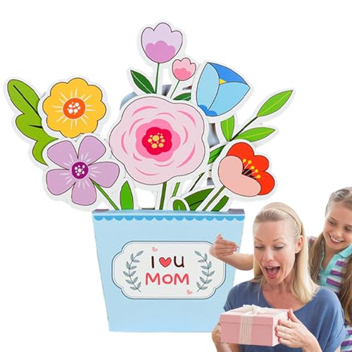 Veeteah 3D-Muttertagskarte,Muttertagskarte, Florale „I Love You“ 3D-Kreativkarte aus Papier, Exquisite 3D-Blumen-Grußkarte als Andenken für Ehefrau und Mutter von Veeteah
