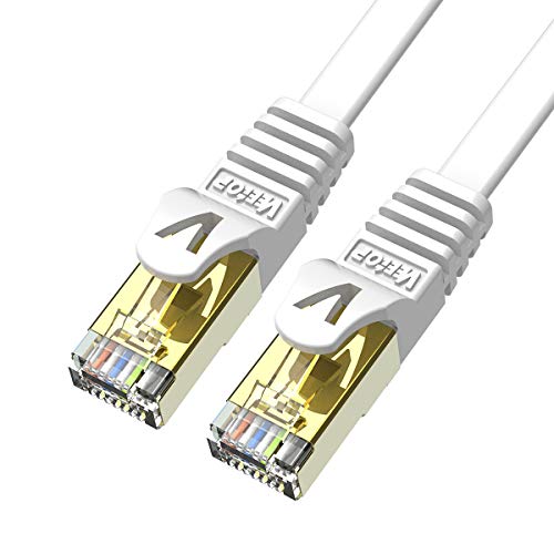 Veetop 1,5m x 2 Stück LAN Kabel Cat 7 Netzwerkkabel Patchkabel für 10 Gigabit Ethernet, Flexibel und Robust mit vergoldetem RJ45. Weiß von Veetop