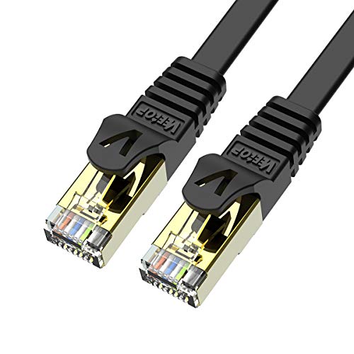 Veetop 1,5m x 2 Stück LAN Kabel Cat 7 Netzwerkkabel Patchkabel für 10 Gigabit Ethernet, Flexibel und Robust mit vergoldetem RJ45. Schwarz von Veetop